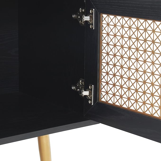 Modern TV Stand with Storage Cabinet for Living Room, Entertainment Center for TVs up to 65", Mid Century Media Console, Black