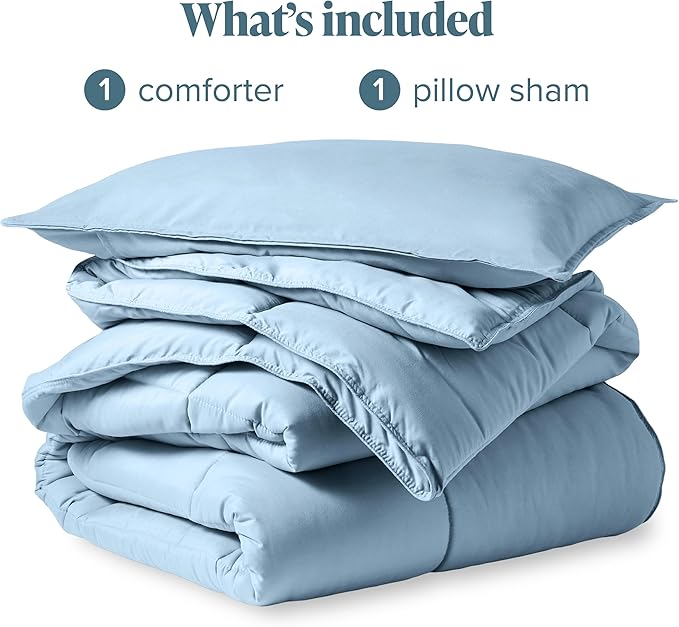 Bare Home Comforter Set - Twin/Twin Extra Long Size - Ultra-Soft - Goose Down Alternative - Premium 1800 Series - All Season Warmth (Twin/Twin XL, Light Blue)