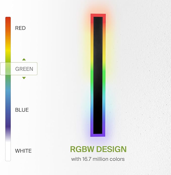 ASD LED 48" Long Wall Mount Light Fixture, Outdoor & Indoor Linear Sconce | RGBW, Smart, Waterproof, Anti-Rust, ETL Listed | 36W 1800LM 2700-6500K 100-277V | Exterior Porch Lighting | Black