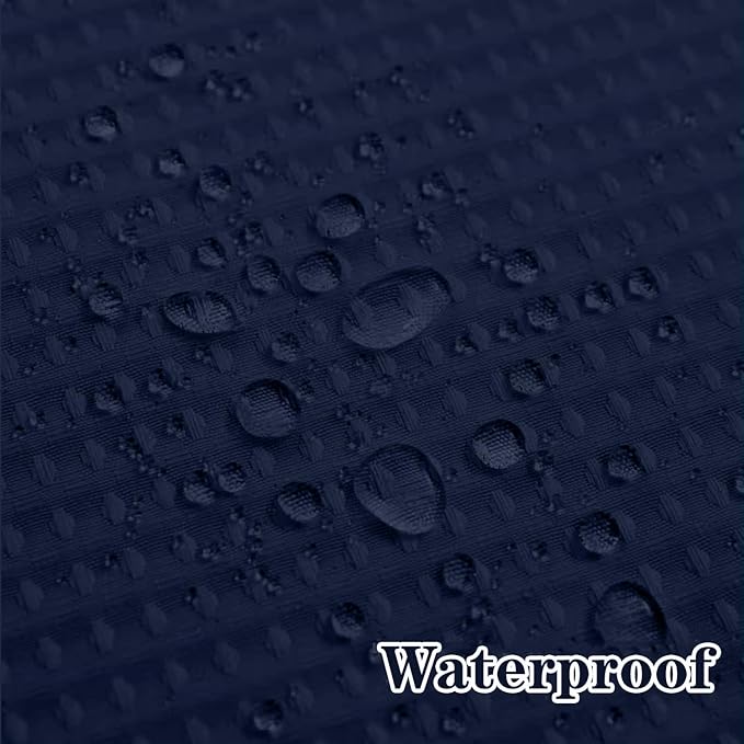 No Hooks Required Waffle Weave Shower Curtain with Snap in Liner-Hotel Grade Waterproof & Mesh Top Window Spa Like Bath Curtain Machine Washable Heavy Duty 71''W x 86''H Navy Blue