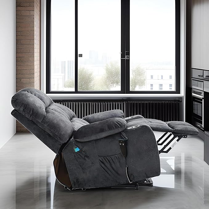 Heavy Duty Recliner Chairs with Cup Holders for Adults Big and Tall, Oversized Power Recliner Lift Chair for Elderly, Heat and Massage, Stand Up, Lay Flat 160 Degree Sleeping