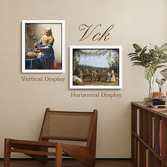 VCK 16x20 Poster Frame with Exclusive White Woodgrain, Solid Wood Picture Frames for Wall - 2 pack