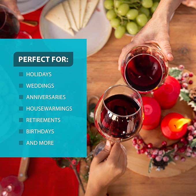 Wine & Glass Holder - Countertop or Shelf Storage Rack for 2 Glasses & Bottle, Decorative Holiday or Housewarming Gift, Solid Beachwood, 10 Inch x 3.5 Inch