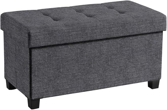 Ornavo Home 30 Inch Storage Ottoman, Large Storage Bench, Ottoman with Storage with Legs, Foot Rest Stool, Bedroom Bench - Dark Gray