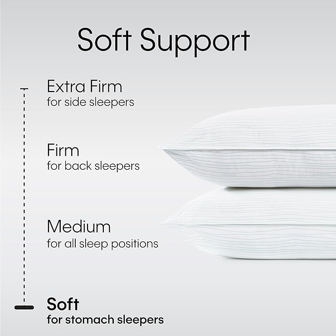 Calvin Klein Wave Print 20" x 28" Standard/Queen Size Set of 2 Bed Pillows for Sleeping, White