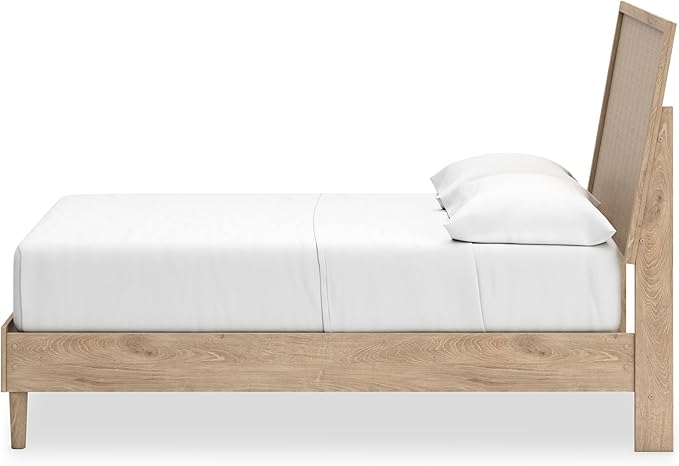 Signature Design by Ashley Cielden Farmhouse Full Panel Platform Bed, Foundation or Box Spring Not Needed, Light Brown