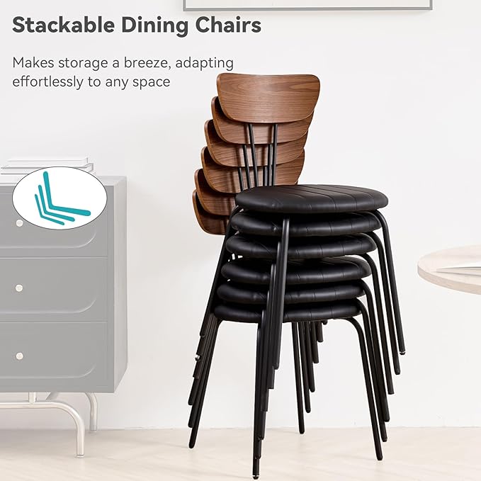 39" Round Dining Table Set for 4, Mid Century Kitchen Table with 4 Stackable Dining Chairs for Apartment Living Room Space Saving