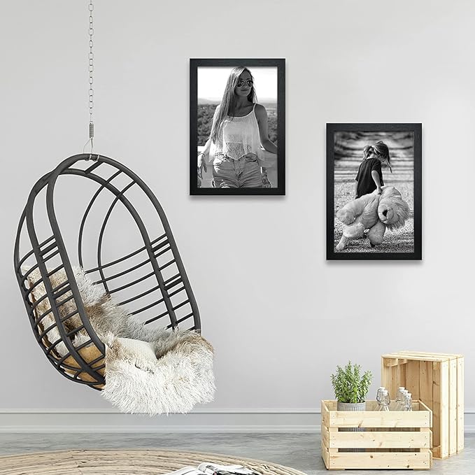 VCK Poster Frame 11×17 Inch Wooden Picture Frames Set Black Certificate Frame Wall Mounting Type for Gallery Office Home