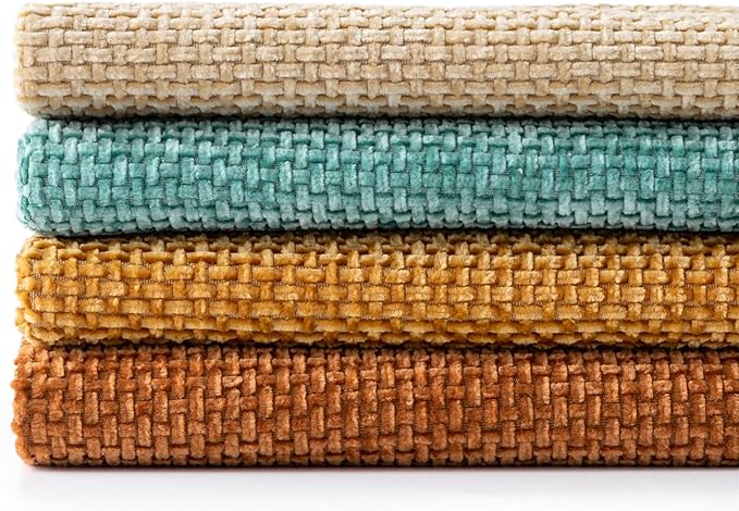 MIULEE Pack of 4 Orange/Teal Couch Throw Pillow Covers 20x20 Inch Yellow Green Soft Decorative Chenille Pillows Farmhouse Accent Cushions for Boho Home Decor Spring Sofa Bedroom Living Room