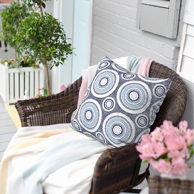 Outdoor Throw Pillow Covers 18”x18”, Decorative Pillow Covers for Patio Furniture, Modern Cushion Cases for Garden Couch Home Sofa Bed Office Chair, Pack of 2,Lagoon Multi