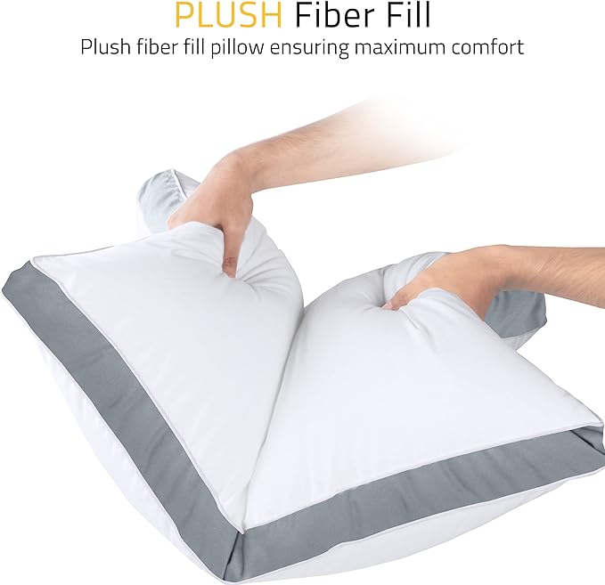 Utopia Bedding Bed Pillows for Sleeping Queen Size (Grey), Set of 2, Cooling Hotel Quality, Gusseted Pillow for Back, Stomach or Side Sleepers