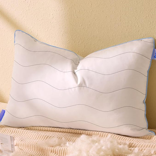 felo Feather Down Pillow King Size,CloudFusion Goose Pillow for Sleeping, Luxury Hotel Collection Bed Pillow, Supportive Soft Pillow for Side Back Pain Sleepers, 100% Organic Cotton Shell (20" x 36")
