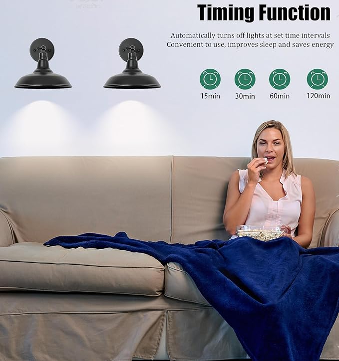 Cordless LED Wall Sconces ，Battery Operated, Adjustable Brightness (2-Pack)