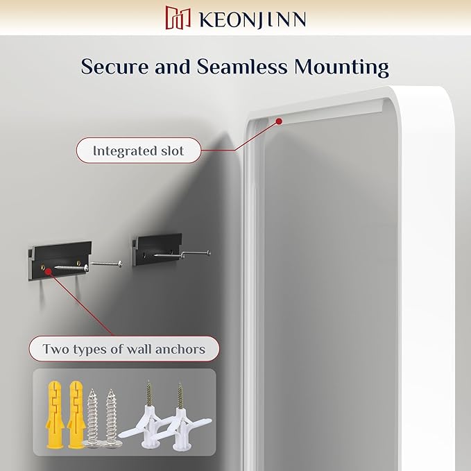 Keonjinn White Bathroom Mirrors for Over Sink, 30 x 36 Inch Metal Framed Bathroom Mirror for Wall, Rounded Rectangle Matte White Mirror with HD Tempered Glass, Hangs Horizontally or Vertically