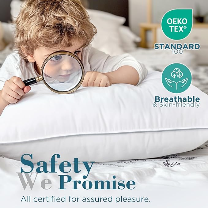 viewstar Bed Pillows Queen Size Set of 2, Hotel Quality, Down Alternative Pillow for Side, Back, or Stomach Sleepers, Firm