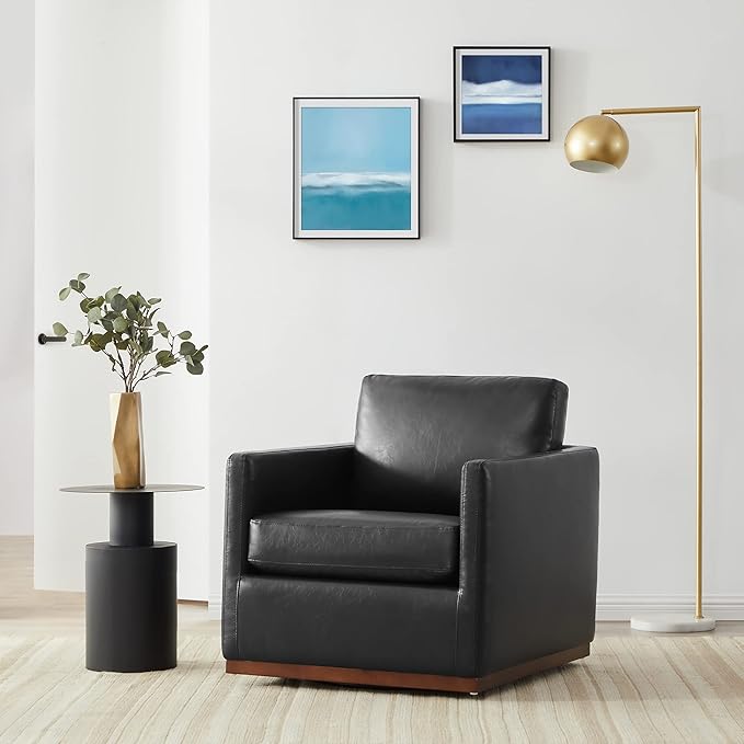 CHITA Swivel Accent Chair, FSC Certified Mid Century Modern Arm Chair for Living Room and Bedroom, Fully Assembled, Black