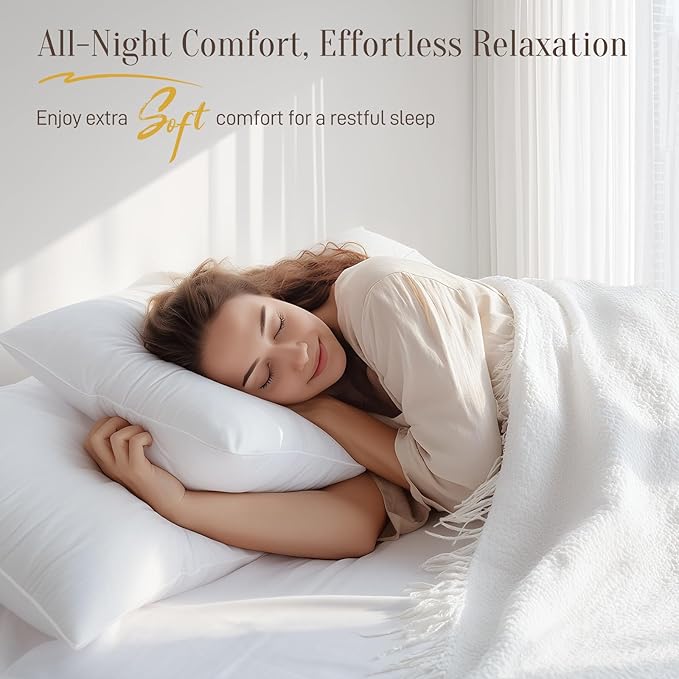 Hypoallergenic Bamboo Viscose Shell, Soft King Size Bed Pillow with Down Alternative Filling, Oeko-Tex Certified, Luxury Hotel Quality for Back, Stomach and Side Sleepers