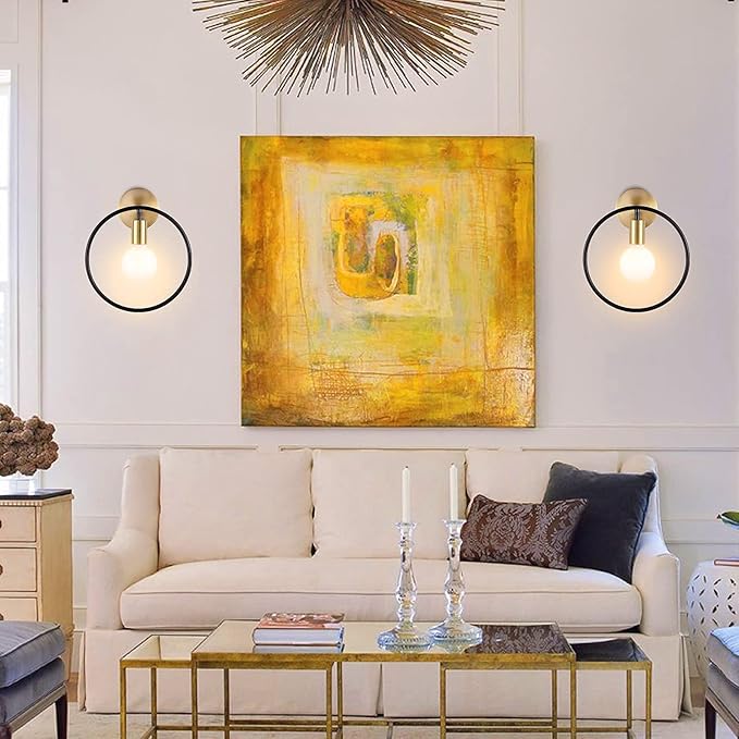 Classy Bathroom Wall Sconce Set of 2 Gold & Black Vanity Industrial Wall Lamp Pole Wall Mount Lighting Fixture