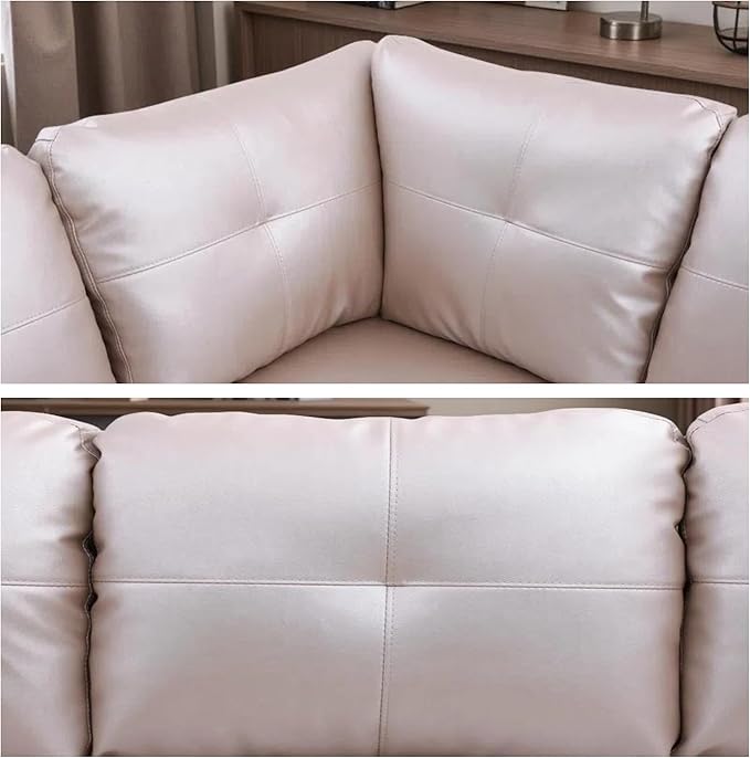 L-Shaped Sectional Sofa with Ottoman, Right-Facing Leather Modern Couch with Cup Holder for Living Room, Bedroom, Office, Persistent Pink