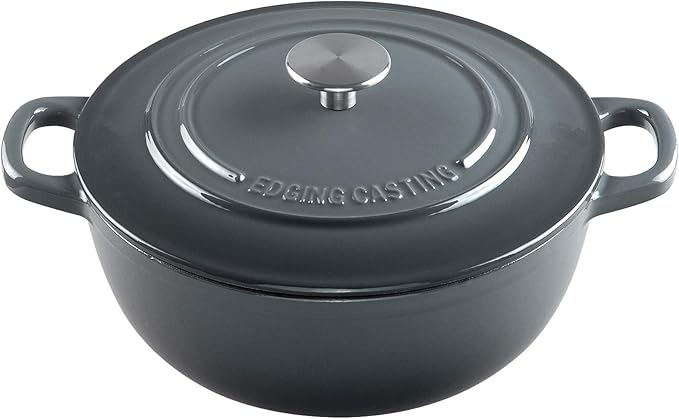 Enameled Cast Iron Dutch Oven Pot with Lid for Sourdough Bread Baking, Bread Dutch Ovens, Cooking Pots, 5 Quart, Gray