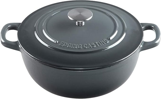 Enameled Cast Iron Dutch Oven Pot with Lid for Sourdough Bread Baking, Bread Dutch Ovens, Cooking Pots, 5 Quart, Gray