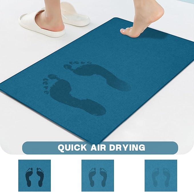 Yancorp 3'x5'Ultra Thin Big Bathroom Rugs,Low Profile Bath Mat Non Slip Fit Under Door Absorbent Shower Rug Washable Large Indoor Door Mat