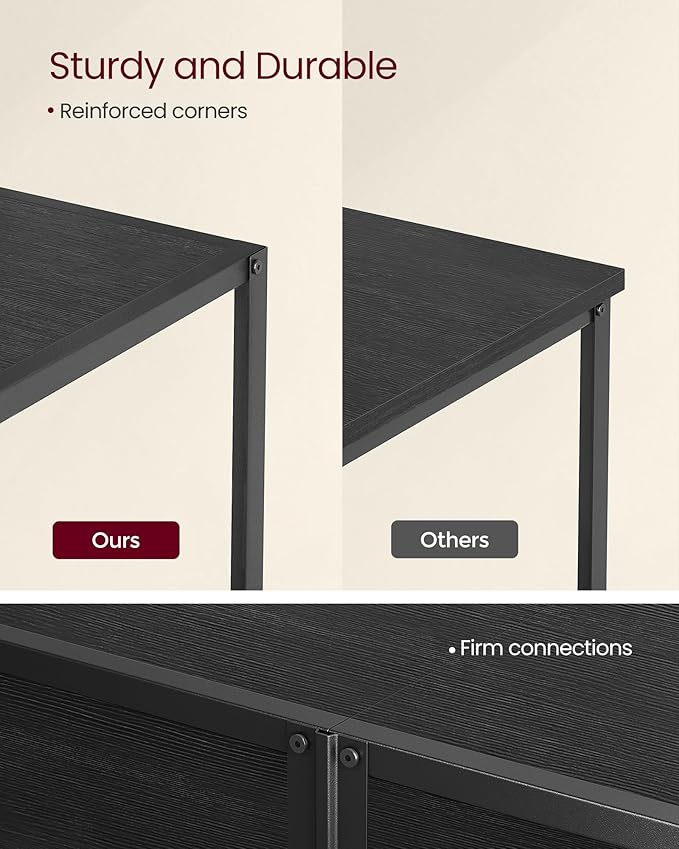 VASAGLE Modern TV Stand for TVs up to 75 Inches, 3-Tier Entertainment Center, Industrial TV Console Table with Open Storage Shelves, for Living Room, Bedroom, Black with Wood Grain ULTV098B22