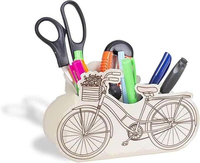 GEGUTON Bicycle Design Double Pen Holder – Steel, Multicolor – Organizes Workspace, Perfect for Bicycle Lovers, Great Gift – Fun Collection