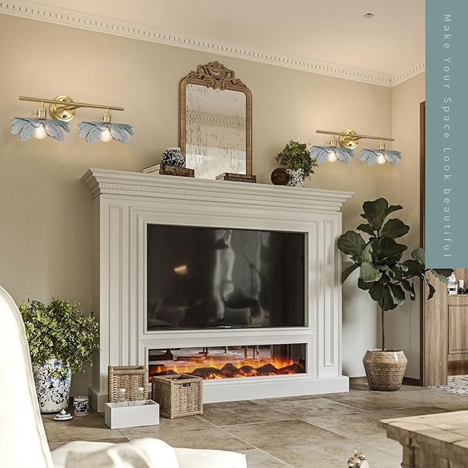 gold vanity light mid century Modern Vanity Lights Fixtures 2 light bathroom sconce with Dark Green Glass Shade gold Wall Sconce Light Bathroom Lights Over Mirror for Bedroom Hallway Living Room