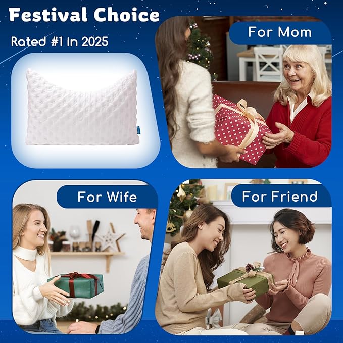 Cooling Side Sleeper Pillow for Neck and Shoulder Pain, Luxury Shredded Memory Foam Curved Bed Pillows for Sleeping Set of 1- Adjustable Queen Size- Washable Cover Crescent White&Extra Grey Pillowcase