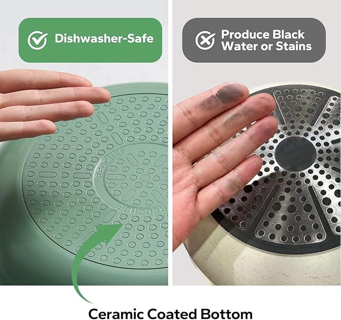 Redchef Nonstick Frying Pan Skillet, Ceramic Non-Stick Saute Pans, 11 inch Cooking Fry Pan with Stay Cool Handle, All Stovetops (Gas, Electric & Induction), Dishwasher/Oven Safe, PFAS-Free (Green)