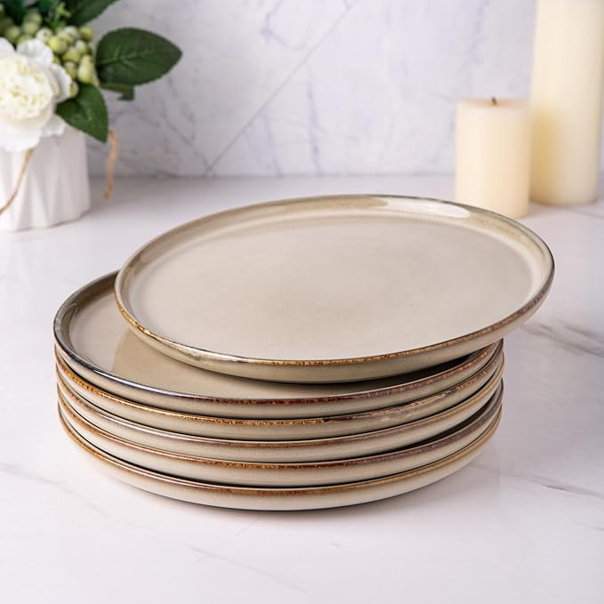 AmorArc Stoneware Dinnerware Sets,Round Reactive Glaze Plates and Bowls Set,Highly Scratch Resistant | Dishwasher & Microwave Safe Dishes Set,Service for 4 (12pc)