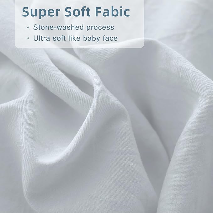 Queen's House Light Blue Farmhouse Ruffled King Size Comforter Set,Lightweight Microfiber Inner Fill Fluffy Boho Chic Bedding Comforter,Ultra Soft Microfiber Inner Fill Bedding