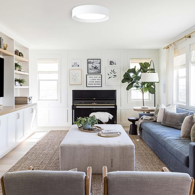 Dimmable Flush Mount Ceiling Light Fixture,15.75 Inch Modern Round White Ceiling Lamp,36W 5CCT 3000K-6500K Lighting for Bedroom,Living Room,Kitchen,Laundry Room