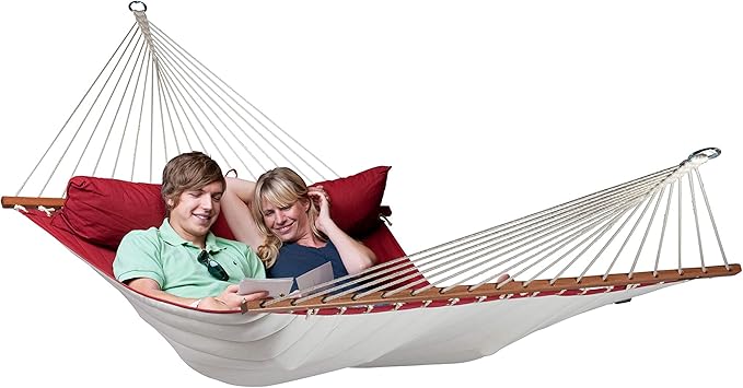 LA SIESTA Alabama Red Pepper - Quilted Spreader Bar Hammock Size King