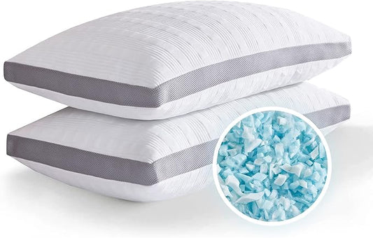 Meoflaw Cooling Pillows King Size Set of 2,Shredded Memory Foam Bed Pillows for Sleeping, Supportive King Pillows for Back & Side Sleepers,Adjustable King Size with Removable Cover