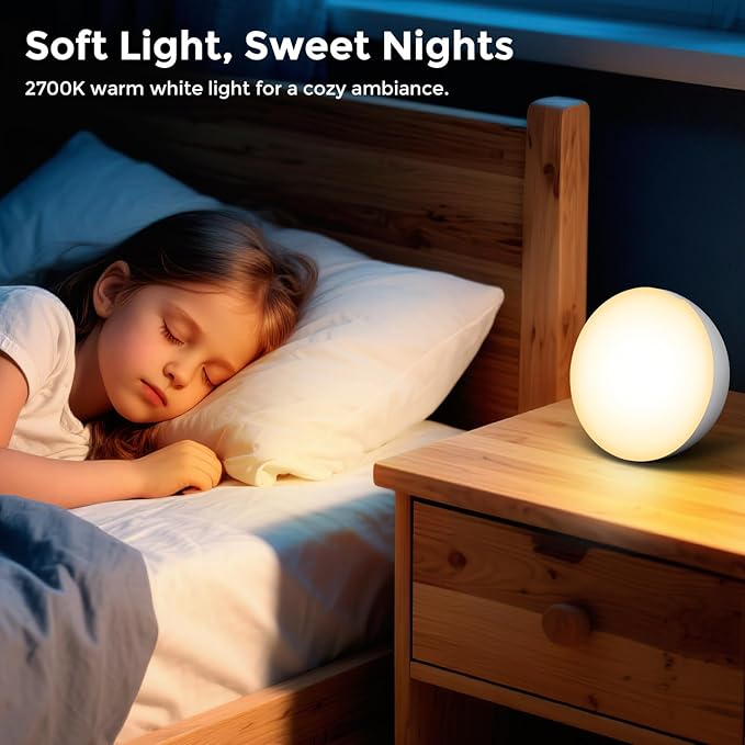 Cordless Bedside Table Lamp with Gravity Sensor | Portable Wireless Rechargeable 2000mAh Battery Operated | Mini Warm Soft Ambient Night Stand Light | Gift for Bedroom, Nursery, Camping & Outdoor