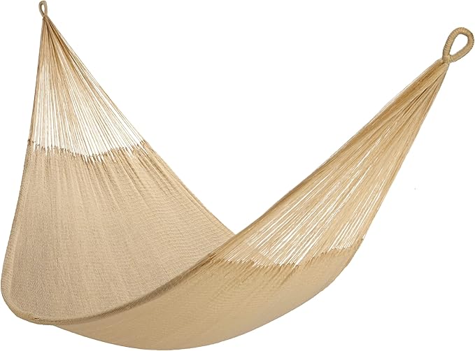 Handwoven Hammock by Yellow Leaf Hammocks - Double Size, Fits 1-2 PPL, 400lb max - Weathersafe, Super Strong, Easy to Hang, Ultra Soft, Artisan Made - Color: Natural Khaki