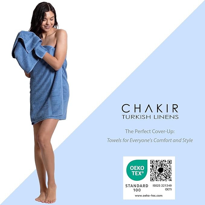 Chakir Turkish Linens, 100% Cotton Premium Quality Turkish Bath Sheets (35''x70'' Large Bath Sheet Towels - Wedgewood)