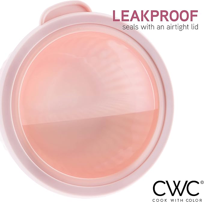 COOK WITH COLOR Prep Bowls with Lids- Wide and Deep Nesting Plastic Small Mixing Bowl Set with Lids, 12 Piece Set - Wide Bowls, Rose