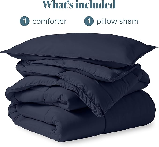 Bare Home Comforter Set - Twin/Twin Extra Long Size - Ultra-Soft - Goose Down Alternative - Premium 1800 Series - All Season Warmth (Twin/Twin XL, Midnight)