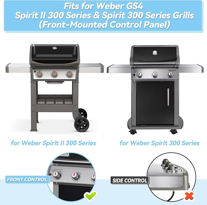 15.3" Flavorizer Bars Replacement for Weber Spirit 300 and GS4 Spirit II 300 Series E310 E320 E330 S310 S320 S330 with Front Control Knobs, Porcelain Enameled Steel Grill Heat Plates for 7636, 5 Pack