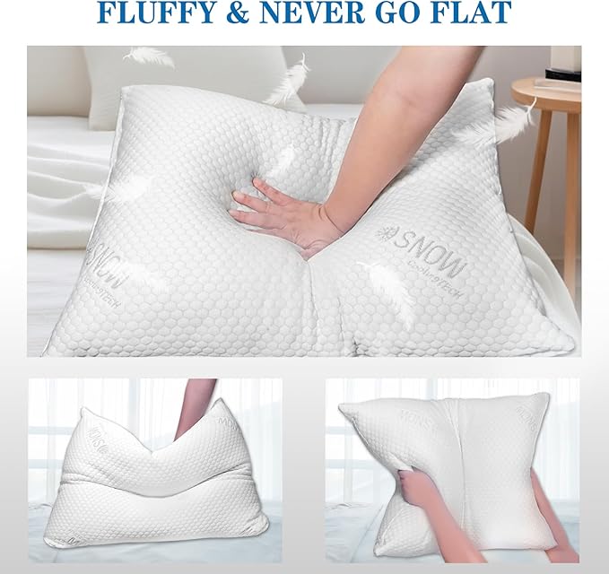 King Size Pillows Set of 1 Adjustable Shredded Memory Foam, Cooling Pillow for Side Sleeper, Firm Supportive Bed Pillows for Sleeping, Washable Removable Pillowcase（20x36）