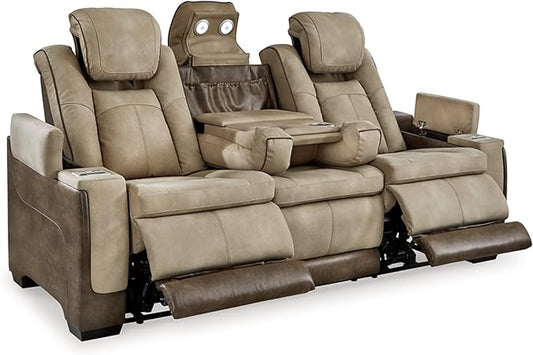 Signature Design by Ashley Next-Gen DuraPella Power Reclining Sofa with Adjustable Headrest, Sand