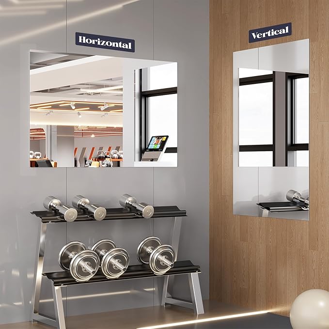 Frameless Mirror, 55" x 36" Frameless Bathroom Mirror, Large Vanity Wall Mirrors Home Gym Tempered Glass Mirror for Over Sink, Yoga Studio, Bedroom, Living Room