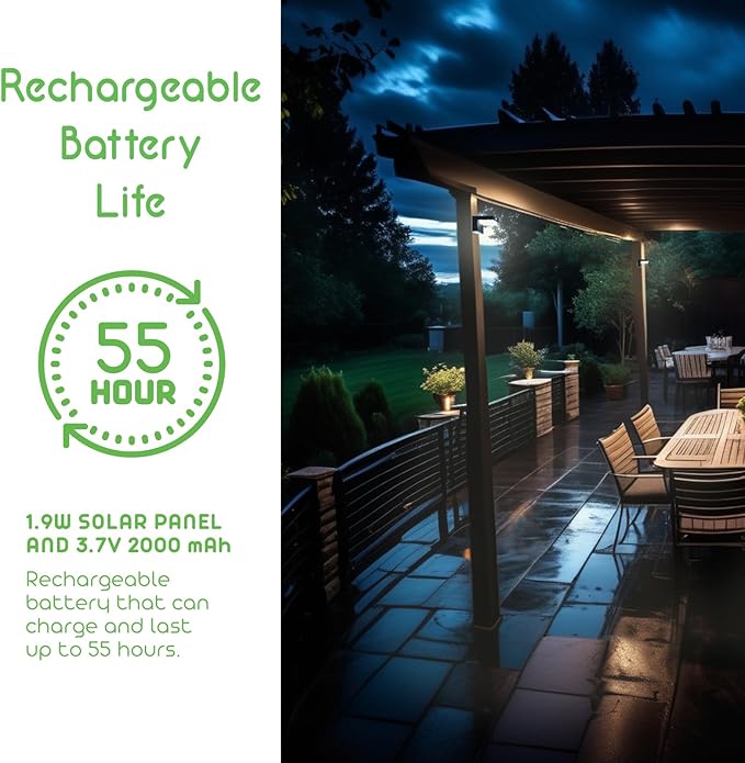 Square Solar Wall Lights - Solar Powered Wall Lamps - LED Lights - PIR Sensor & Two Lighting Modes - Rechargeable Battery Lasts Up to 55 Hours - 3000K - IP44 Weather Resistant - 2 Pack