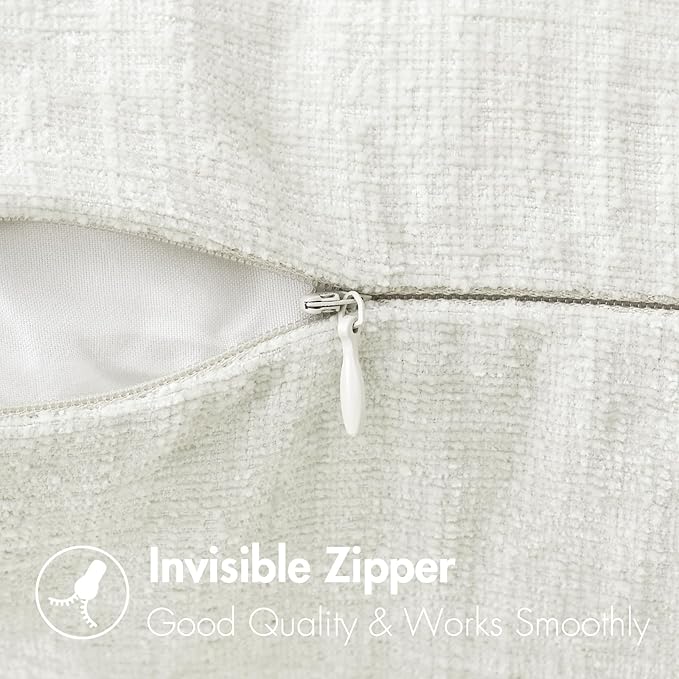 MIULEE Pack of 2 Couch Throw Pillow Covers 18x18 Inch Soft White Chenille Pillow Covers for Sofa Living Room Solid Dyed Pillow Cases