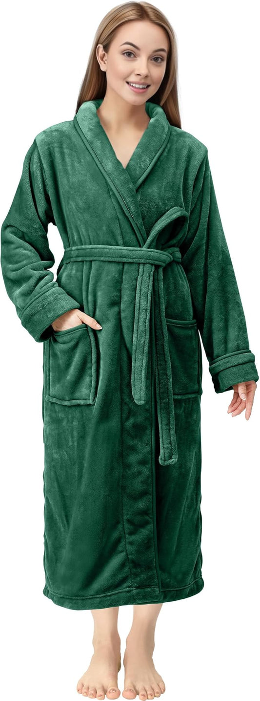 NY Threads Premium Womens Robe, Plush Fleece Long Bath Robe for Women, Fluffy Soft Women's Bathrobe