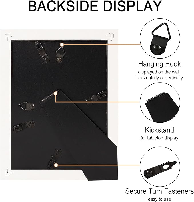 5x7 Picture Frame Set of 4, High Definition Real Glass, Display Pictures 4x6 with Mat or 5x7 Without Mat, Gallery Wall Hanging or Tabletop Photo Frames, White