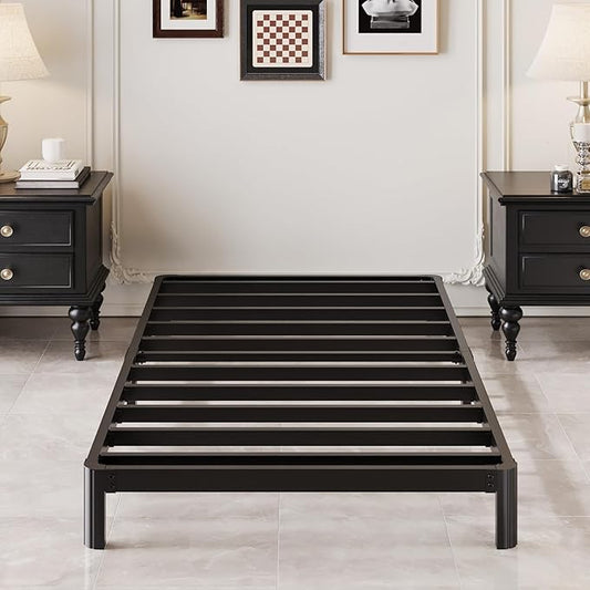 7 Inch Low Twin Bed Frames with Rounded Corner Legs, 1000 LBS Heavy Duty Metal Slats Support Twin Platform Bed Frame No Box Spring Needed, Easy Assembly